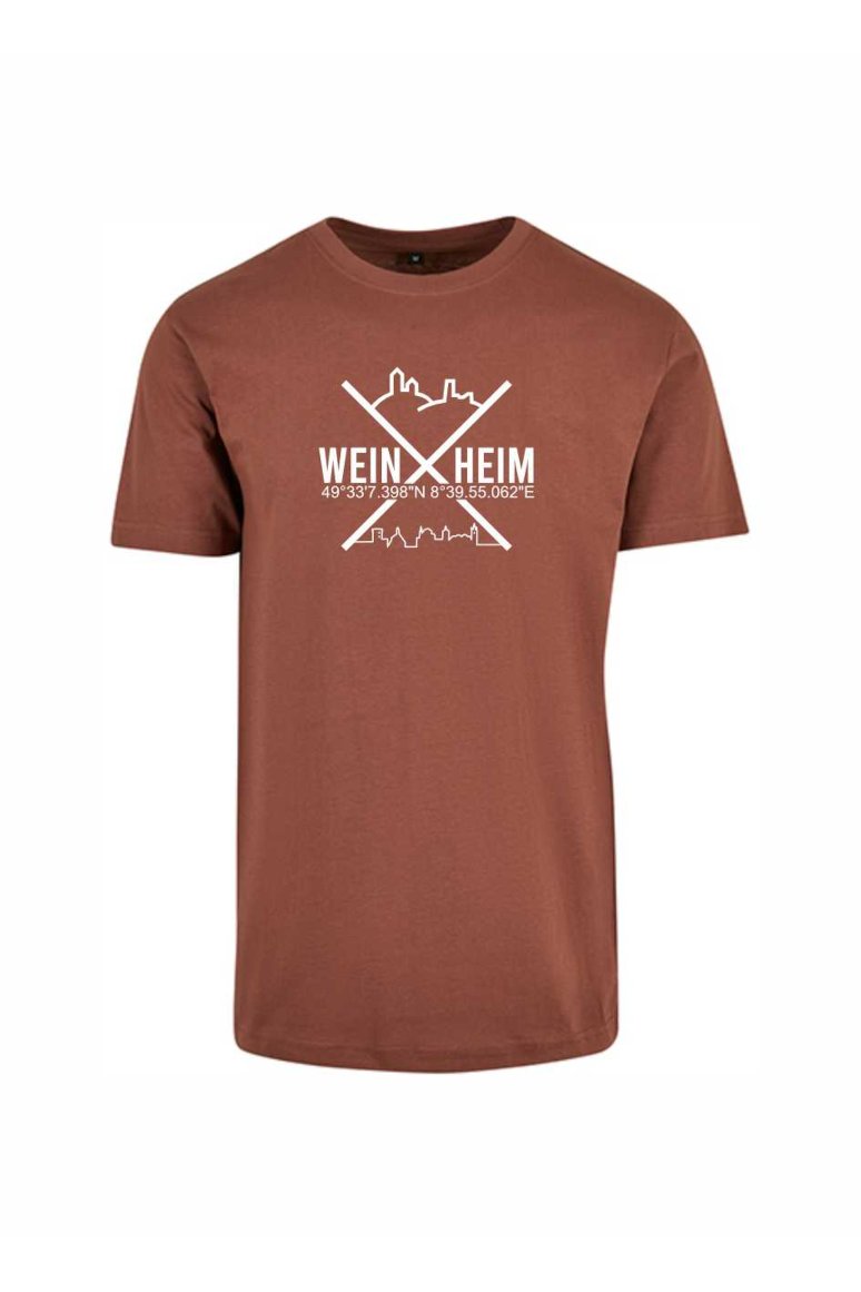T-Shirt Weinheim Koordinaten Kreuz (Druckfarbe weiß)