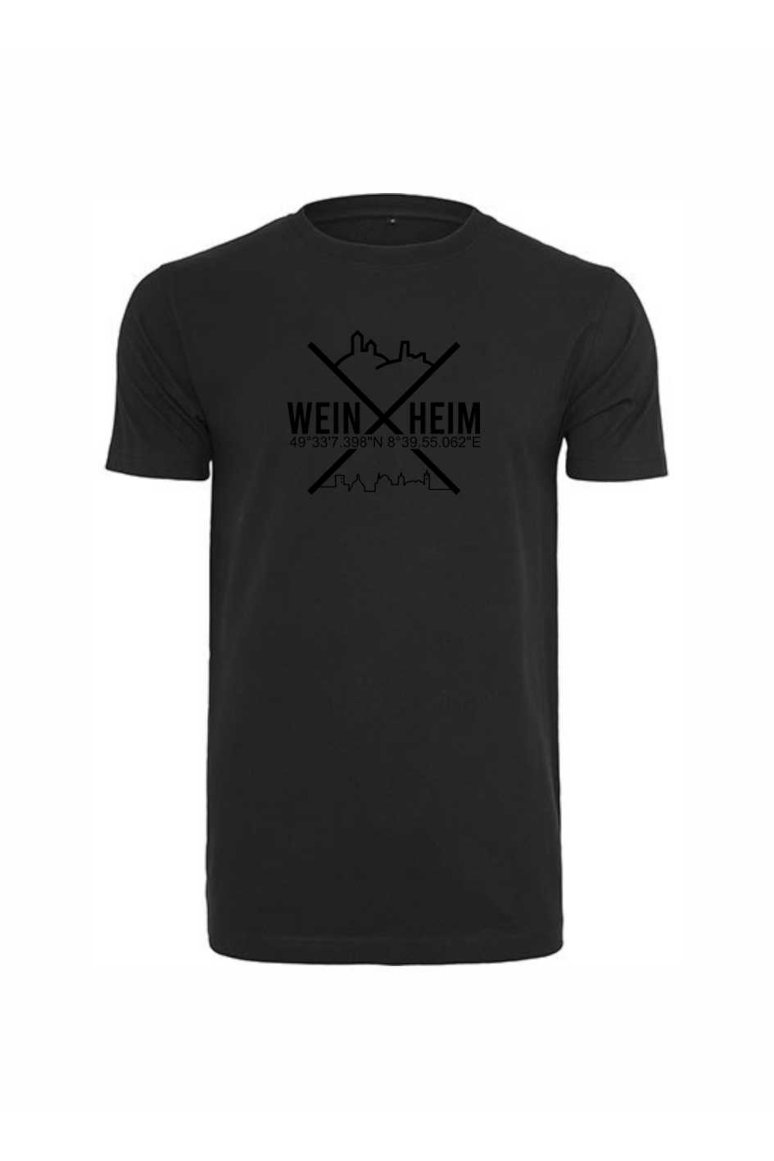 T-Shirt Weinheim Koordinaten Kreuz (Druckfarbe schwarz)