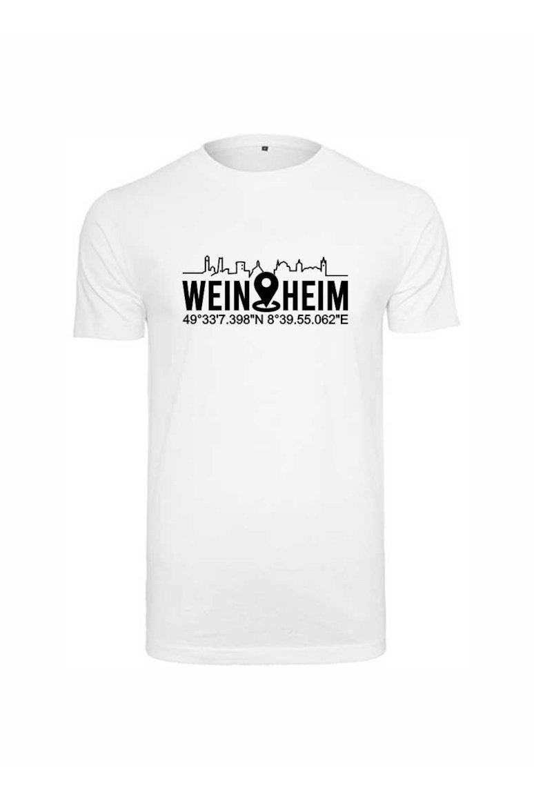 T-Shirt Weinheim Koordinaten Standort (Druckfarbe schwarz)