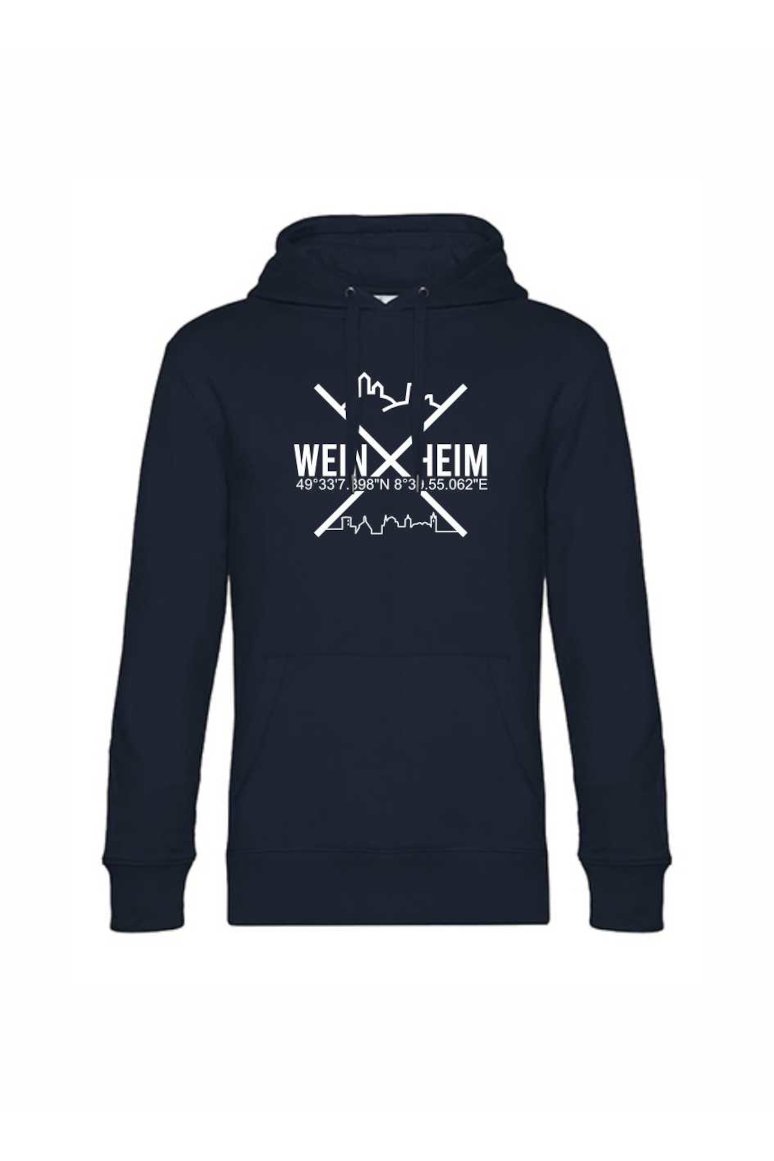 Hoodie Weinheim Koordinaten Kreuz (Druckfarbe weiß)