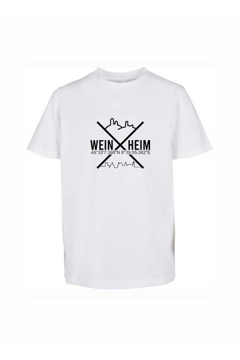 Kinder T-Shirt Weinheim Koordinaten Kreuz (Druckfarbe schwarz)