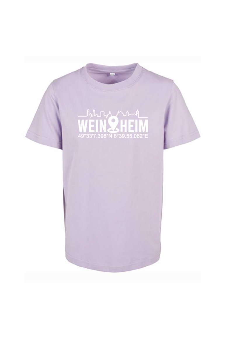 Kinder T-Shirt Weinheim Koordinaten Standort (Druckfarbe weiß)