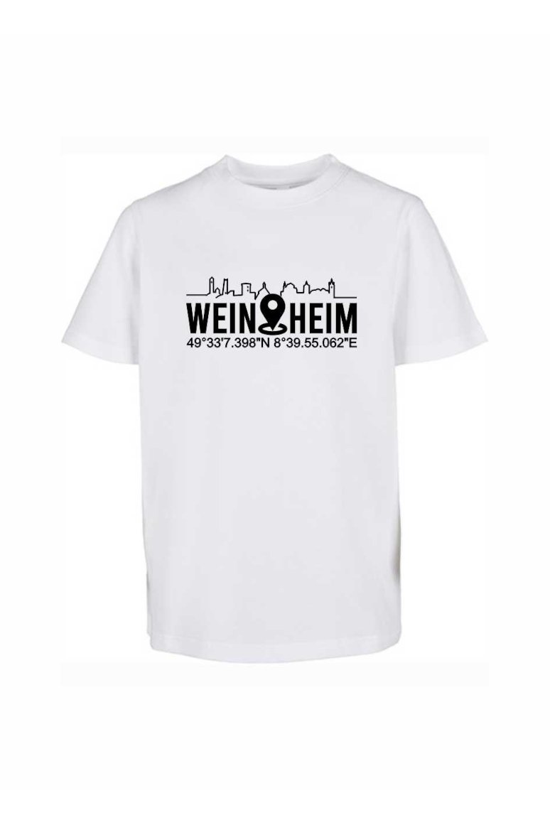 Kinder T-Shirt Weinheim Koordinaten Standort (Druckfarbe schwarz)